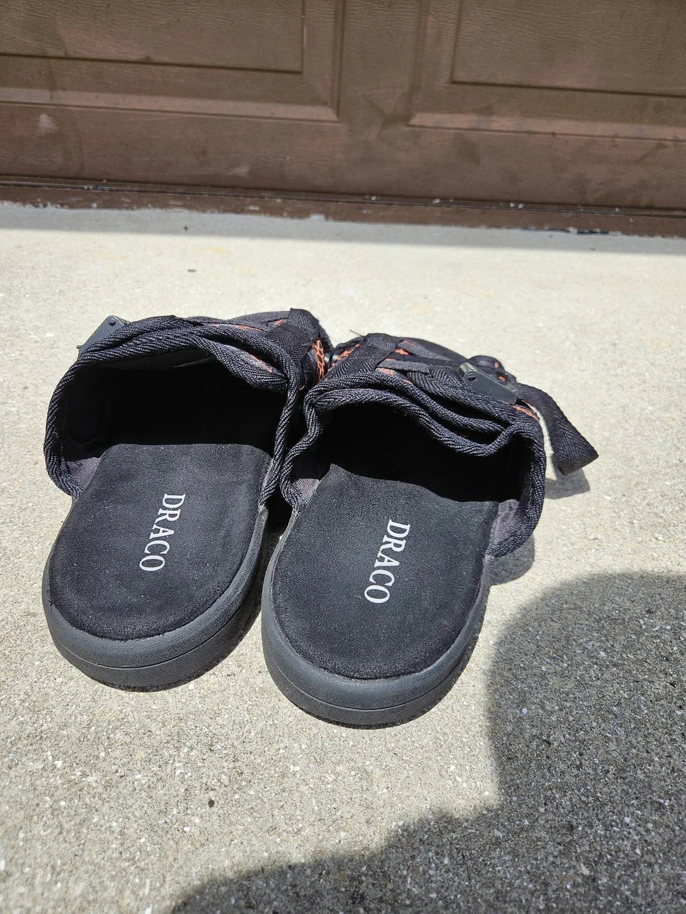 Draco Black And Orange Reflective Slides Sandals Men's Size 11-12 Pre-owned